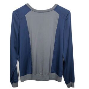 NEW Ann Taylor Blue Gray Color Block Long Sleeve Shirt Women's Size XS